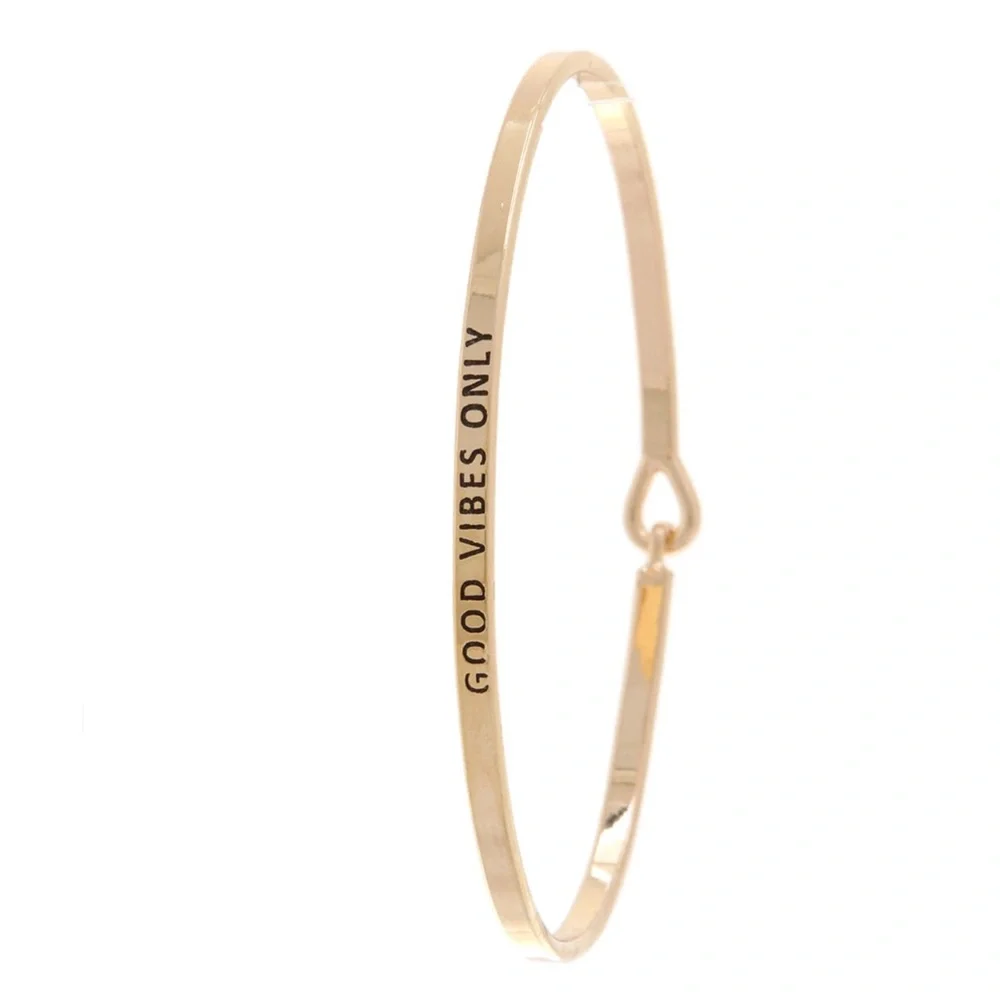 GOLD GOOD VIBES ONLY INSPIRATION BANGLE BRACELET nwt